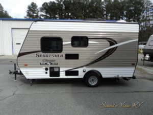 The Sportsmen Classic is an Expandable Travel Trailer with a gross weight just 2800 lbs.
